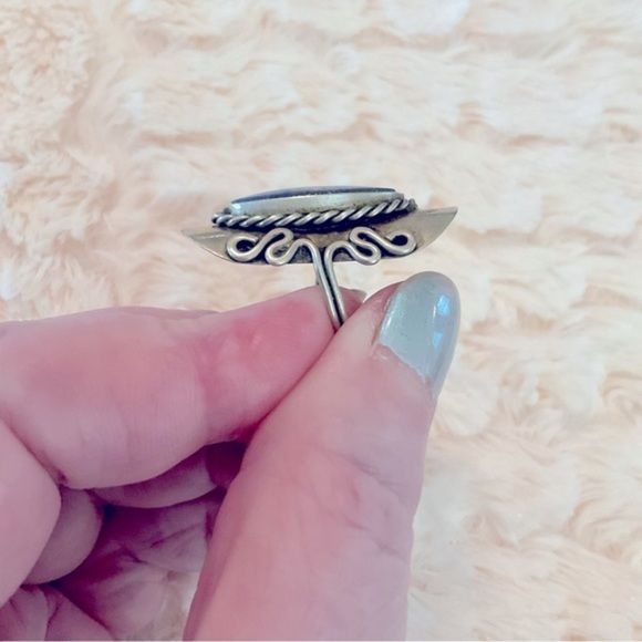 Blue stone Sterling Silver Handcrafted Large Adjustable One Size Fits Most - Picture 8 of 10